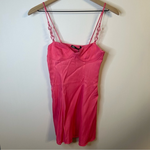 *NWT* Zara Satin Corsetry-Inspired Mini Dress in Pink, Size XS, Sleeveless - Picture 2 of 10